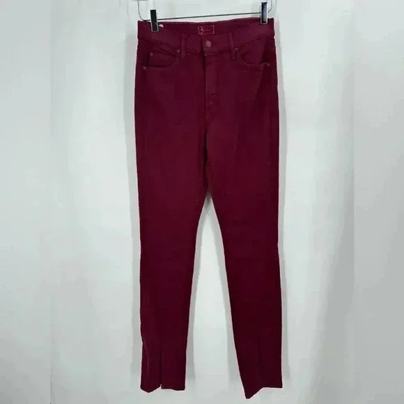 Mother The Rascal Sliced Up Heel Jeans In Burgundy Size 23 B1084